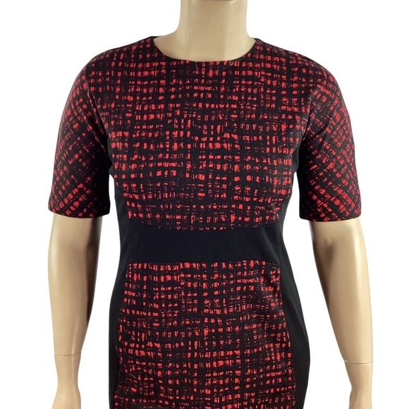 Michael Michael Kors Abstract Sheath Dress Red Black Size 12 - Picture 2 of 7